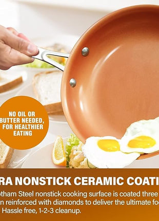 GOTHAM STEEL 13 Pc Ceramic Cookware Set Nonstick, Copper Pots and Pans Set Non Stick for Kitchen, Anodized Induction Pots and Pans for Cooking, Non Toxic Cookware Sets, Oven & Dishwasher Safe