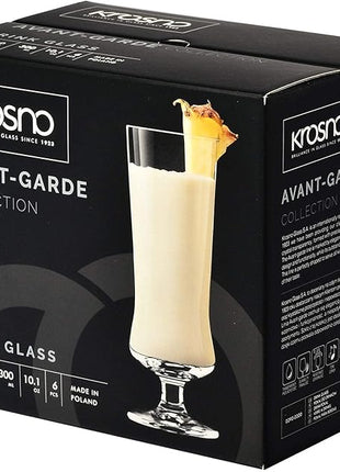 Krosno Pina Colada Cocktail Drinking Glasses, Set of 6, 10.1 oz, Avant-Garde Collection, Perfect for Alcoholic and Non Alcoholic Cocktails or Frozen Coffee, Dishwasher Safe, Made in Europe