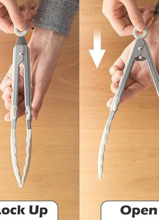 Kitchen Tongs, 9 Inch Tongs for Cooking with Silicone Tips, Food Grade Small Silicone Tongs, Mini Serving Tongs for Nonstick Pans, BBQ, Salad, Set of 3, White