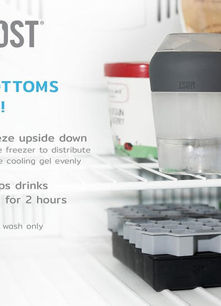 HOST Freeze Insulated Martini Cooling Cups, Plastic Freezer Gel Chiller Double Wall Stemless Cocktail Glass Set of 2, 9oz Punch Pink