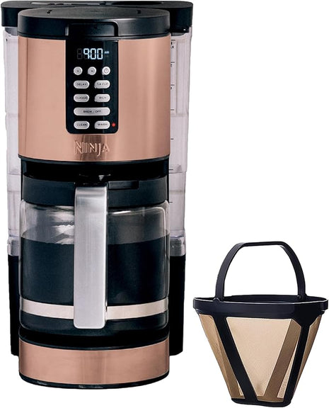 Ninja Programmable XL 14-Cup Coffee Maker PRO with Permanent Filter, 2 Brew Styles Classic & Rich, Delay Brew, Freshness Timer & Keep Warm, Dishwasher Safe, Copper, DCM201CP
