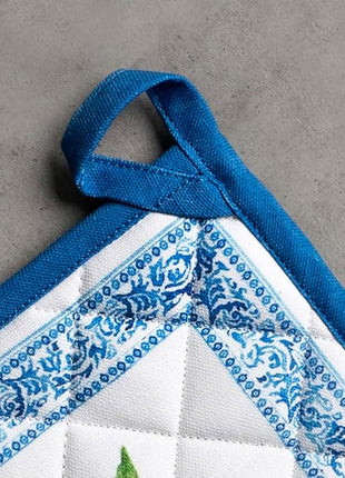 Maison d' Hermine Pot Holders 100% Cotton Heat Resistant Potholders 8" x 8" Hot Pads with Loop BBQ, Cooking, Baking, Grilling, Kitchen, Handling Hot Pans Spring/Summer (Pack of 1, Cedrat)