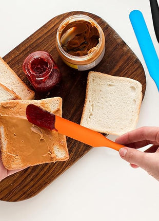 Silicone Jar Scraper Spatulas, 5pcs Heat Resistant Cake Cream Peanut Butter Spatulas Mixing Batter Scraper, 9.6 inch Nonstick Bread Spatula Rubber Kitchen Jar Blenders Scraper Long