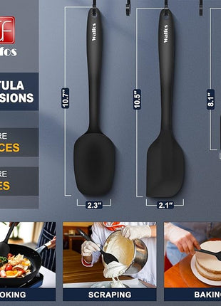Walfos Mini Silicone Spatula Set of 3（600°F), Heat Resistant small Kitchen Silicone Spatulas, Strong Steel Core and One-Pieces Seamless Design, for Cooking Mixing & Baking,BPA Free & Dishwasher Safe
