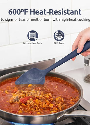 U-Taste Silicone Spoon Spatula Set, 600ºF High Heat Resistant Food Grade Flexible Rubber Scraper, Cooking Mixing Baking Kitchen Utensils Set of 3 (Midnight Blue)
