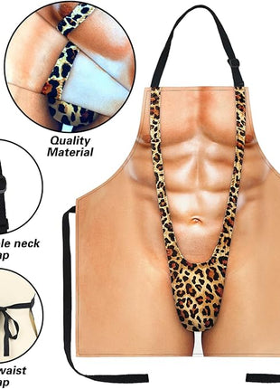 Funny Men Cooking Grilling Aprons Belly BBQ Funny Gag Gifts for Christmas, White Elephant Gift Exchange (MuscleMankini, One Size)
