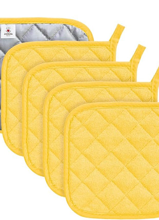 Joyhalo 5 Pack Heat Resistant Pot Holders - Terry Cloth Sets for Cooking & Baking