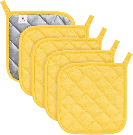 Joyhalo 5 Pack Heat Resistant Pot Holders - Terry Cloth Sets for Cooking & Baking