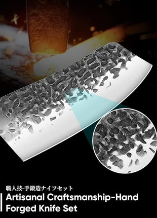 DRAGON RIOT Chef Butcher Knife Set for Meat Cutting with Roll Bag, 12 PCS Japanese Forged Chef Knives Set for Men and Women Gift for Men