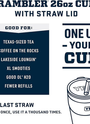 YETI Rambler 26 oz Straw Cup, Vacuum Insulated, Stainless Steel with Straw Lid