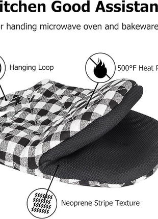 Oven Mitts and Pot Holders Set, Pack of 4, Heat Resistant Silicone Kitchen Mini Oven Mittens for 500 Degrees, Mini Oven Gloves and Hot Pads for Baking Grilling Barbecue Microwave Machine Washable