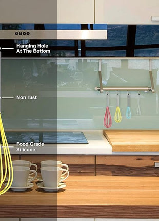 HOTEC 4 Pieces Silicone Whisks Set, Wire Balloon Whisks for cooking Egg Beater, Non-slip Handle Whisk for Non-stick Cookware Perfect for Cooking, Stirring, Beating and Blending (Multicolor)