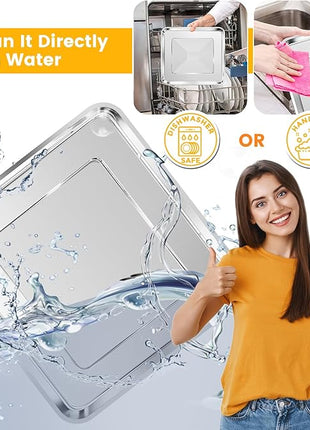 Air Fryer Baking Pan for Nuwave Bravo 12 in 1 21 Qt Air Fryer Toaster Oven, 11.2'' * 10.5'' Air Fryer Grill Pan Grill Plate Crisper Plate Rack Parts Accessories Tray, Stainless Steel