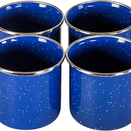 Stansport Deluxe 24-Piece Enamel Tableware Set - Enamel Plates and Bowls Lightweight and Durable Camp Dish Set for Camping and Backpacking Plates and Bowls for 4 People