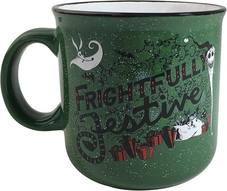 Silver Buffalo Disney The Nightmare Before Christmas “Frightfully Festive” Featuring Jack Skellington and Zero Ceramic Camper Mug, 20 Ounces