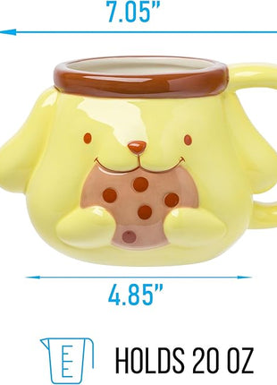 Silver Buffalo Sanrio Hello Kitty and Friends Pompompurin Ceramic 3D Sculpted Mug, 20 Ounces