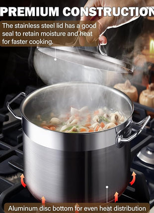 Cooks Standard Stockpots Stainless Steel, 16 Quart Professional Grade Stock Pot with Lid, Silver