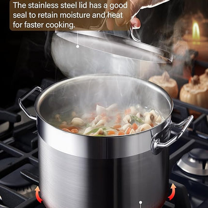 Cooks Standard Stockpots Stainless Steel, 16 Quart Professional Grade Stock Pot with Lid, Silver