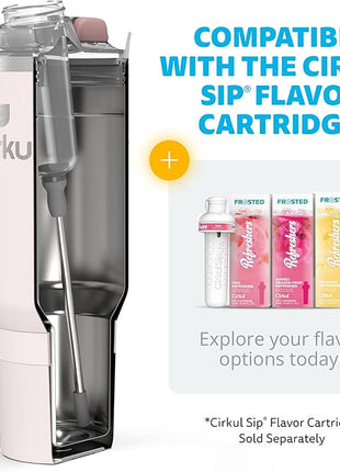 Cirkul 40oz. Cherry Blossom Stainless Steel Tumbler with Handle, All-Day StrawSip™, Double-Wall Insulated