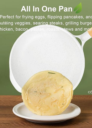 COOKLOVER Nonstick Frying Pan 100% PFOA Free Cookware Induction Skillet Stir Fry Pan (White, 7.9 inch)