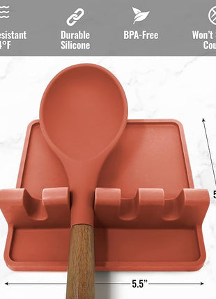 Zulay Kitchen Silicone Utensil Rest with Drip Pad for Multiple Utensils - BPA-Free, Heat-Resistant Spoon Rest & Spoon Holder for Stove Top - Kitchen Utensil Holder for Ladles & Tongs - Canyon Rose