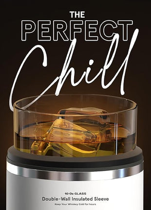 asobu Whiskey Sleeve Glass – Insulated Bourbon Tumbler with Premium Rocks Glass, BPA-Free, Double-Wall Stainless Steel, Keeps Drinks Cold Longer, 10.5oz