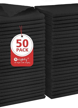 Orighty Black Microfiber Cleaning Cloth, 50 Pack Highly Absorbent Cleaning Supplies, Lint Free Kitchen Towels Cleaning Rags, Microfiber Towels for Cars, House, Window, 12x12 inch