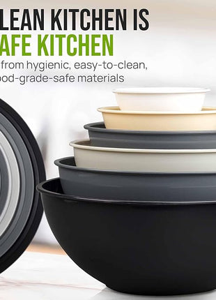 Zulay Kitchen 12 Piece Plastic Mixing Bowls with Leak-Proof Lids Set - Microwave and Freezer Safe Kitchen Mixing Bowls for Preparing, Serving and Storing - Large Nesting Bowls (Midnight Ombre)