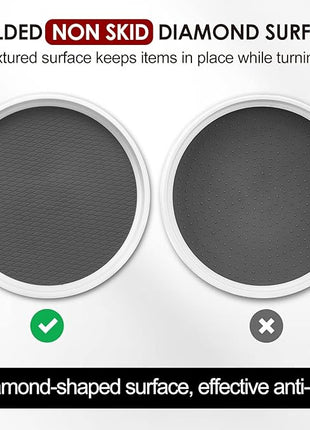 2 Set, 10 Inch Non-Skid Lazy Susan Organizers - Turntable Rack for Cabinet, Pantry Organization and Storage, Kitchen, Fridge, Bathroom Makeup Vanity Countertop, Under Sink Organizing, Spice Rack