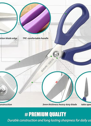 KUNIFU Kitchen Scissors, All Purpose Kitchen Shears, Heavy Duty Come Apart Scissors Gadgets Utensils - Blue