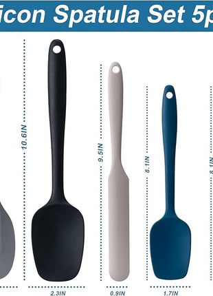 Silicone Spatula Set, 5 Piece Food Grade Rubber Spatulas for Baking, Cooking, and Mixing High Heat Resistant Non Stick Dishwasher Safe BPA-Free (Multicolor2)