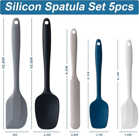 Silicone Spatula Set, 5 Piece Food Grade Rubber Spatulas for Baking, Cooking, and Mixing High Heat Resistant Non Stick Dishwasher Safe BPA-Free (Multicolor2)