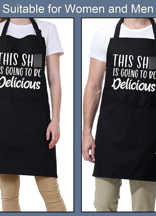 Miracu Funny Cooking Aprons for Women, Funny Baking Aprons for Men Dad - Mens Cooking Gifts for Bakers Husband Boyfriend - Christmas Fathers Day Birthday Kitchen Gifts for Men, BBQ Grilling Presents