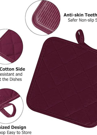 Oven Mitts and Pot Holders Set, Pack of 4, Heat Resistant Silicone Kitchen Mini Oven Mittens for 500 Degrees, Mini Oven Gloves and Hot Pads for Baking Grilling Barbecue Microwave Machine Washable