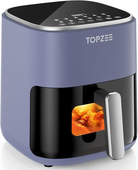 TOPZEE Air Fryer 12-in-1, Compact & Large 5.5-Qt Airfryer, 100-400℉ Precise Heat, 360°Hot Air Circulation, 95% Less Oil, Quick Easy Meals, Bake, Dry, Reheat, Frozen, Broil, Proof