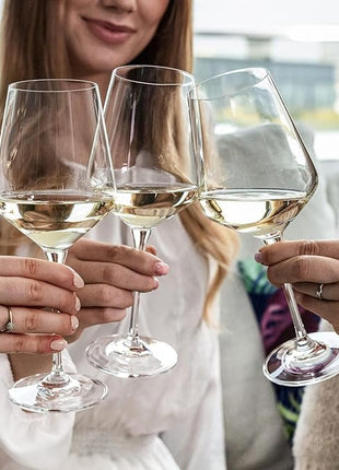 Krosno Large White Wine Glass | Set of 4 | 13.2 oz | Avant-garde Collection | Perfect for Home, Restaurants and Parties | Dishwasher Safe | Lead-Free Crystal Glass