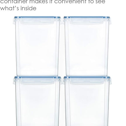 Vtopmart Large Food Storage Containers 5.2L / 175oz, 4 Pieces BPA Free Plastic Airtight Canisters for Flour, Sugar, Baking Supplies, Rice with Lids, 4 Measuring Cups and 24 Labels, Blue