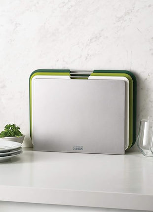 Joseph Joseph Nest 3 Piece Color Coded Cutting Board Set With Storage Stand, Large - Green