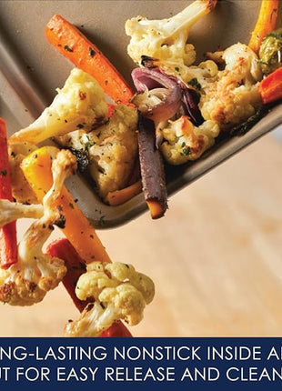 Rachael Ray Cucina Nonstick Bakeware Set Baking Cookie Sheets Cake Muffin Bread Pan, 10 Piece, Latte Brown with Cranberry Red Grips