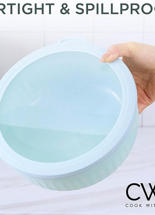 COOK WITH COLOR Prep Bowls with Lids- Wide and Deep Nesting Plastic Small Mixing Bowl Set with Lids, 12 Piece Set - Wide Bowls, Teal