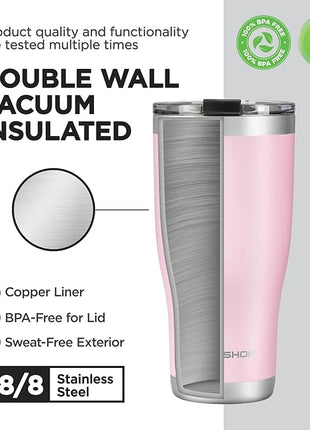 HAUSHOF 20 oz Tumbler, Stainless Steel Vacuum Insulated Coffee Tumbler Water Cup, Double Wall Travel Mug with Lid, Perfect for Hot and Cold Drinks