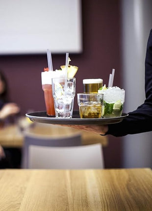 Bormioli Rocco Rock Bar Stackable Beverage, Set Of 6 Dishwasher Safe Drinking Glasses For Soda, Juice, Milk, Coke, Beer, Spirits – 12.5oz Durable Tempered Glass Water Tumblers For Daily Use