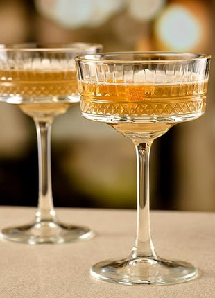 Pasabahce Vintage Coupe Glasses Set Of 6 - Exclusive Champagne, Cocktail, Martini, Wine Glasses - Long Stem Glassware - 8.8 oz - Perfect for Parties, Gifts, Housewarming, Weddings,Aniversary