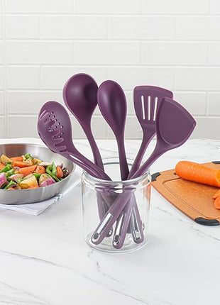 Met Lux Kitchen Utensil Sets, 10 Silicone Utensil Sets - 6 Pieces Per Set, High-Heat Tolerance, Purple Silicone Kitchen Utensils, For No-Stick Cookware - Restaurantware
