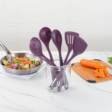 Restaurantware-Met Lux Kitchen Utensil Set, 1 Silicone Utensil Set - Consists 6 Pieces, High-Heat Tolerance, Purple Silicone Kitchen Utensils, For No-Stick Cookware