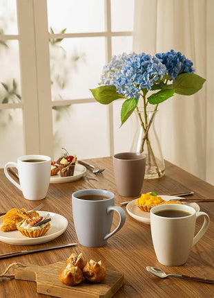 Sweese Porcelain Mugs - 16 Ounce (Top to the Rim) for Coffee, Tea, Cocoa, Set of 4, Neutral Colors