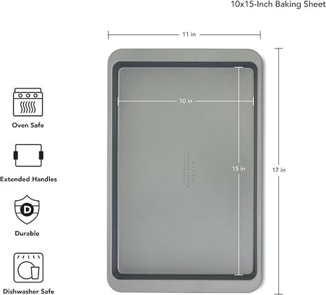 KitchenAid Premium Aluminized Steel Baking Sheet, Nonstick, 10x15 Inch, Contour Silver (Pack of 6)