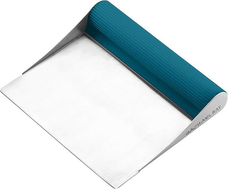 Rachael Ray Tools and Gadgets Stainless Steel Pastry Scraper / Bench Scrape / Kitchen Tool for Baking and Cooking / Dishwasher Safe, Marine Blue, Medium