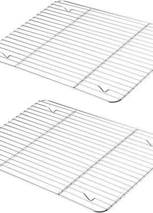 P&P CHEF Cooling Baking Rack Pack of 2, Stainless Steel Cooling Racks for Cooking Baking Roasting Grilling Drying, Dense Wires & Smooth Edge, Easy to clean, Silver, 15.3" x 11.25"