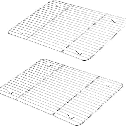 P&P CHEF Cooling Baking Rack Pack of 2, Stainless Steel Cooling Racks for Cooking Baking Roasting Grilling Drying, Dense Wires & Smooth Edge, Easy to clean, Silver, 15.3" x 11.25"
